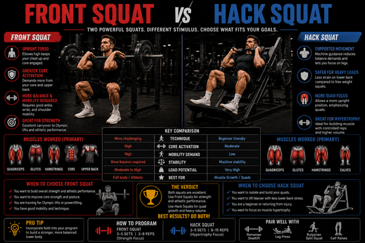 Front Squat vs Hack Squat: Strength, Form, and More