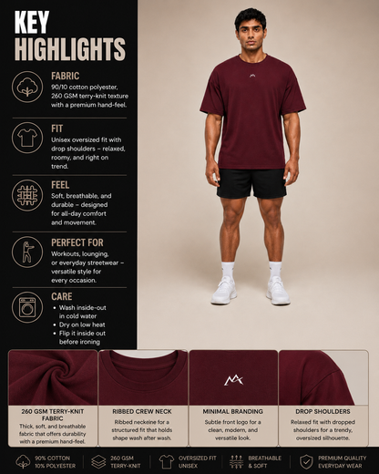 Unisex oversized terry cloth T-shirt by myattractivethings, showing a relaxed fit with soft textured fabric and casual style.