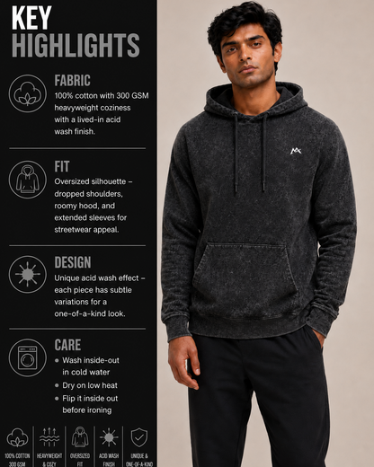 Unisex acid washed hoodie by myattractivethings with a relaxed fit and faded, vintage-style fabric in a casual streetwear look.