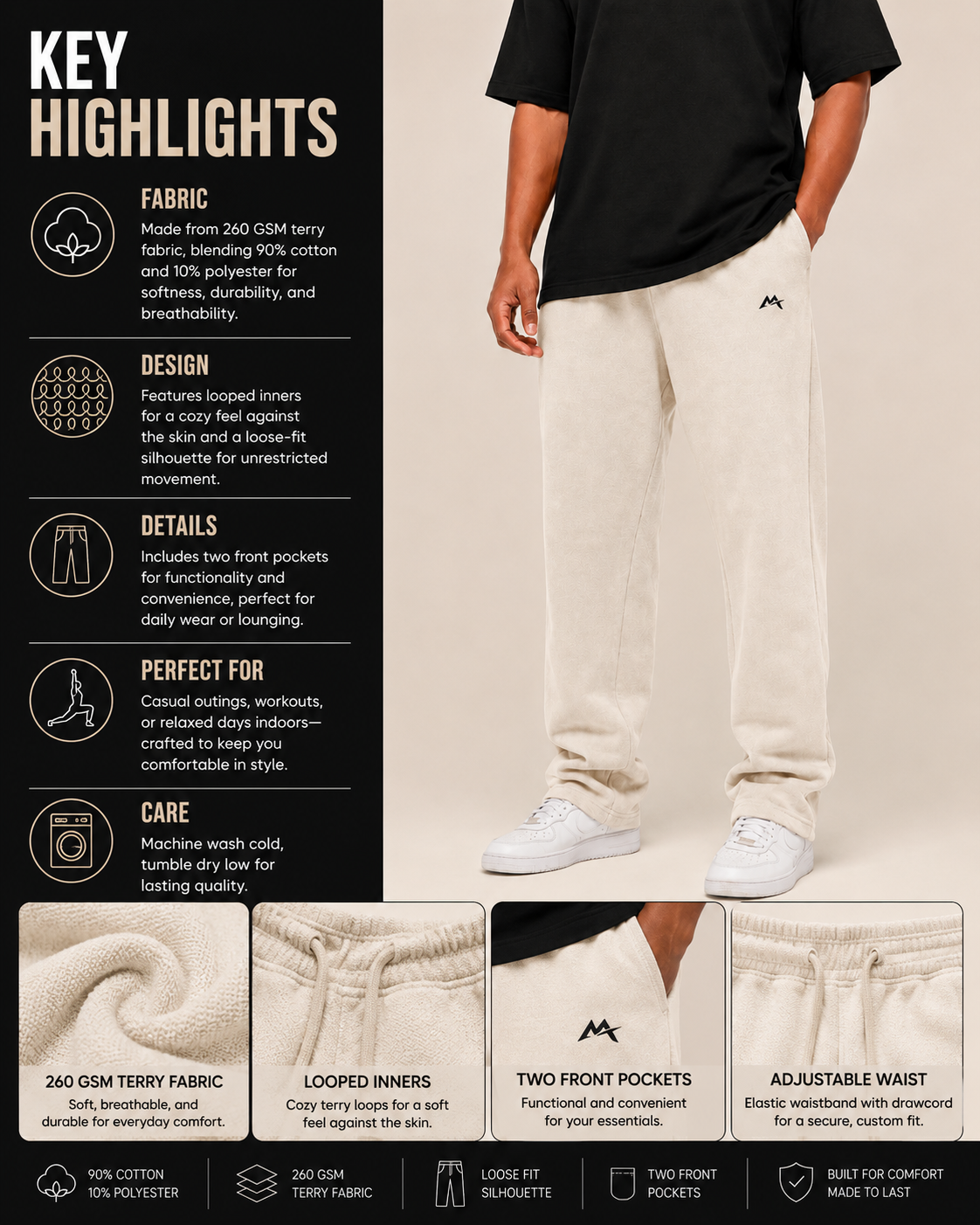 Unisex sweatpants from myattractivethings, featuring a relaxed fit with elastic waist and cuffs, in soft comfortable fabric.