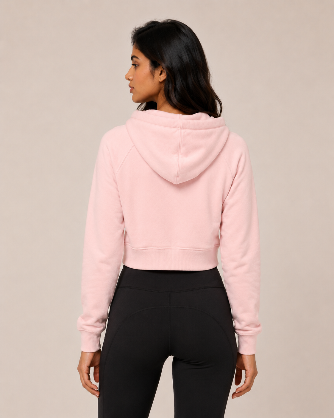 Female cropped hoodie by myattractivethings, soft fabric with a relaxed fit, shown in a neutral color on a plain background.