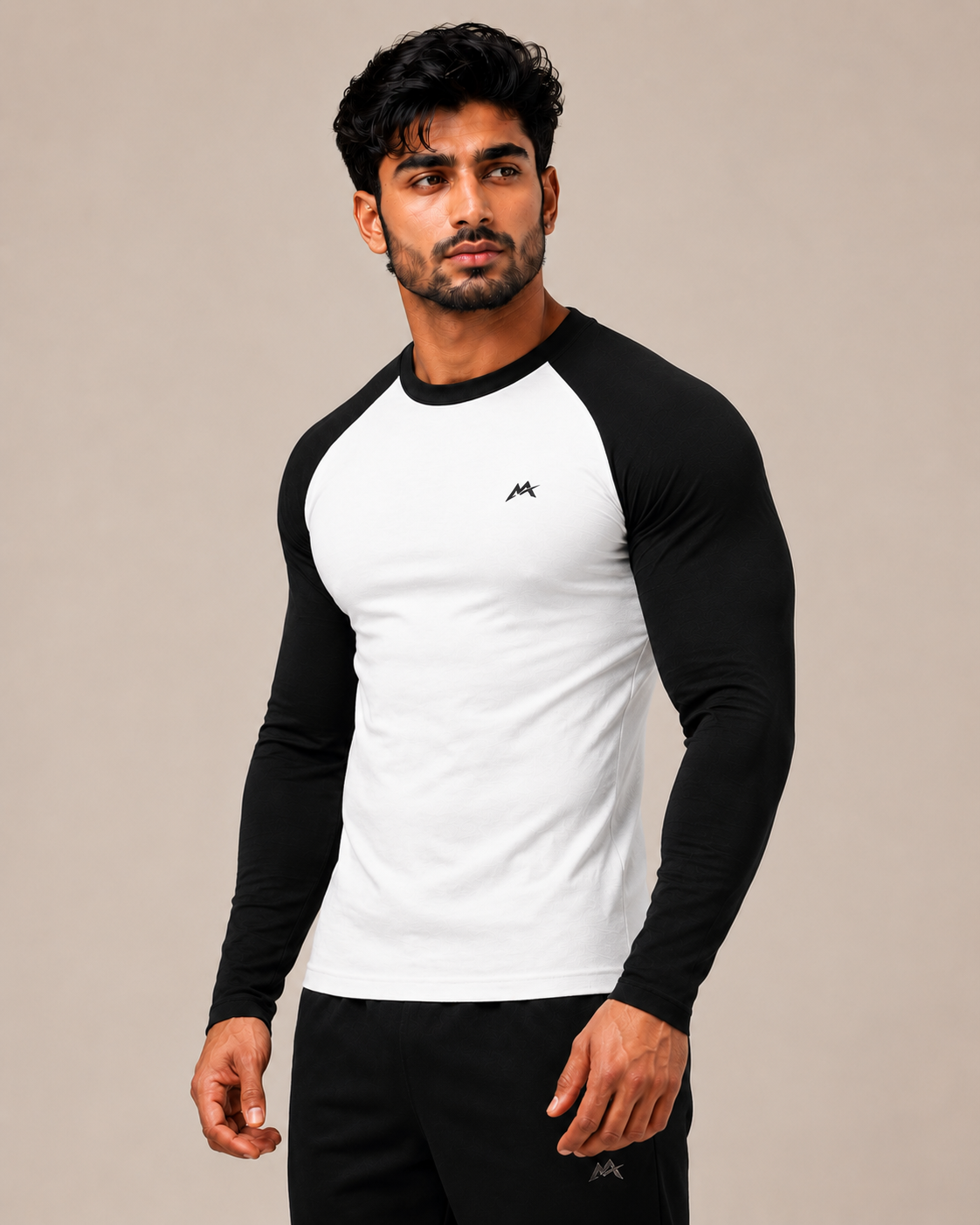 Unisex raglan T-shirt by myattractivethings featuring contrasting sleeves and a casual fit, displayed on a hanger.